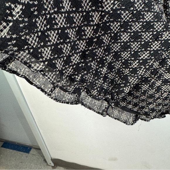 Vintage Anne Klein Black Cream Silk Houndstooth Midi Workwear Skirt Size 10 - Picture 6 of 15